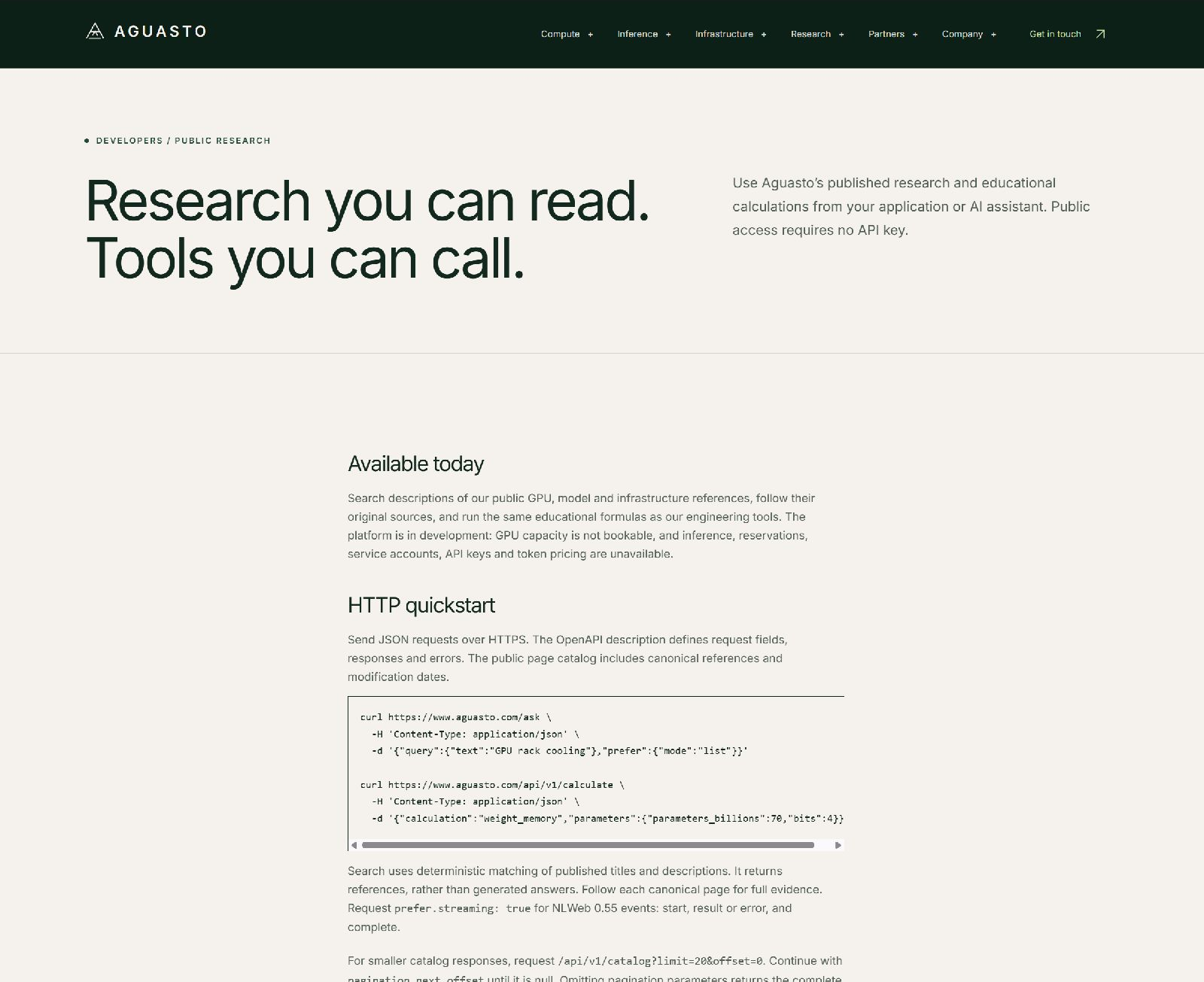 Aguasto developer documentation: public research and callable tools